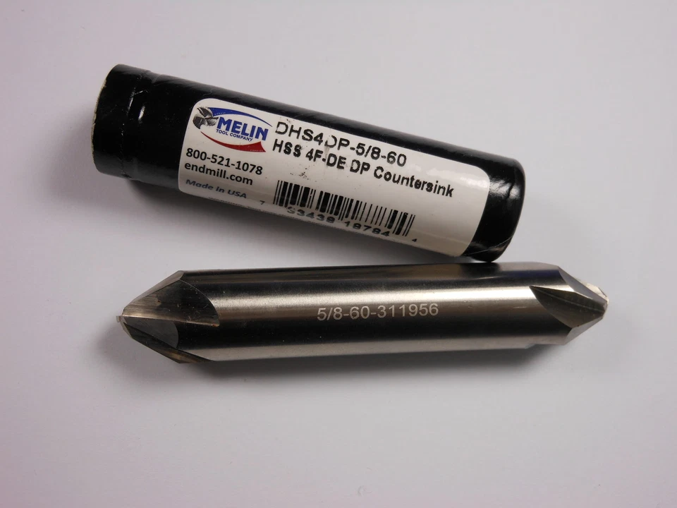 MELIN Double Countersink 5/8" 60° 4FL HSS 3-1/4" OAL DHS4DP-5/8-60 - Image 1 of 1