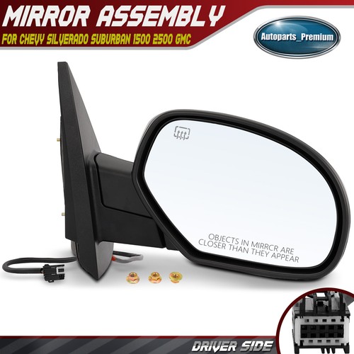 Right Black Power+Heated Mirror for Chevy Silverado GMC Sierra 1500 07