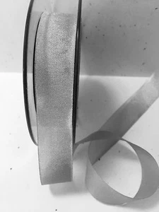 5/8” Inch Soft Silky Ribbon - May Arts - Grey/Silver - DC31 - 5 Yards - Picture 1 of 1