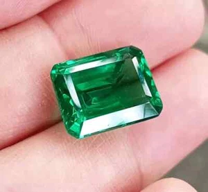 Flawless Natural 11 Ct Green Emerald Certified Emerald Cut Loose Gemstone1 gift - Picture 1 of 6
