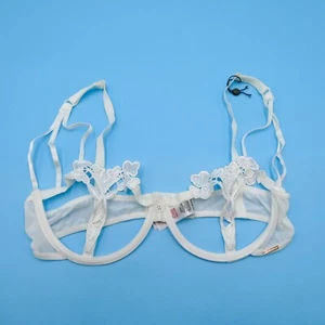 Bluebella 34C Lingerie Bra Semi Transparent Mesh Balconette White Floral New - Picture 1 of 5