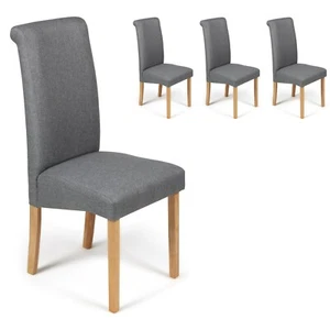 4 Dining Chairs Grey Marl Fabric Scroll Top Padded Seat Dining Kitchen Roma - Picture 1 of 5