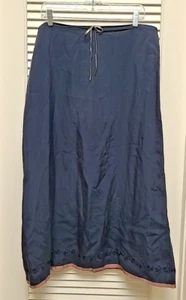 Sundance 100% Silk Navy Blue Embroidered Maxi Skirt Size 12 Boho - Picture 1 of 11