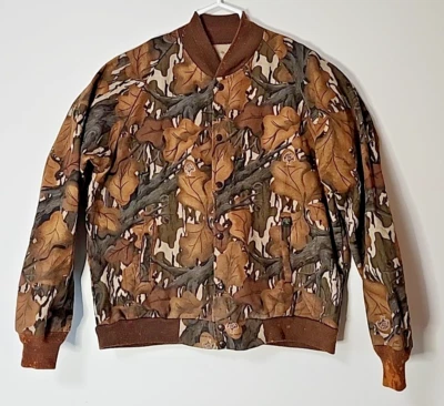 Vintage Mossy Oak Fall Foliage Camouflage Large Hunting Jacket Snap USA 1980's - Image 1 of 4