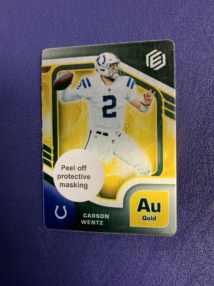 2021 Elements #75 Carson Wentz Gold Parallel Metal Card SP /250 Colts - Image 1 of 2