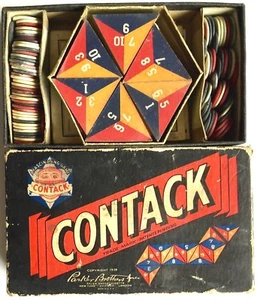 VINTAGE 1939 "CONTACK" PARKER BROTHERS TRIANGULAR DOMINOES BOARD GAME & MANUAL - Picture 1 of 6