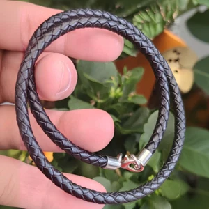 Genuine Leather Braided 18" Necklace / Bracelet Black Real Plaited Leather Hide - Picture 1 of 9