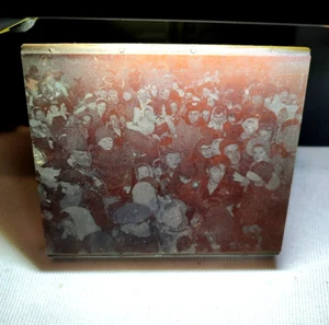 HTF! Vintage Copper Metal Printing Block Plate Winter Outdoor Town Scene 1948 WI - Picture 1 of 10