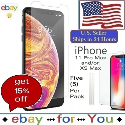 5x Protector de Pantalla de Plástico - iPhone 11 Pro Max y XS Max Cobertura Completa Pantalla LCD Transparente Foto 1 de 4