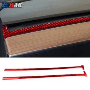 Red Carbon Fiber Dashboard Panel Cover Trim Strip For Tesla Model 3 Y 2017-2022 - Imagen 1 de 11