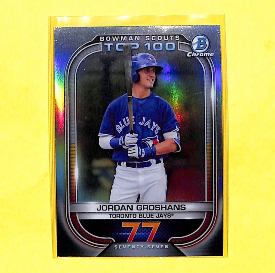 2021 Bowman Chrome Jordan Groshans Scouts Top 100 Insert Card Blue Jays  - Image 1 of 1