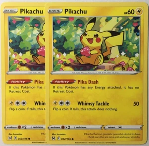 POKEMON 2X PIKACHU 052/196 ORIGEN PERDIDO COMÚN CASI NUEVO - Imagen 1 de 1
