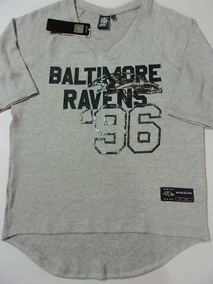 NWT Womens Baltimore Ravens Gray V-Neck Super Soft Logo Sweater Size Medium - Image 1 of 4