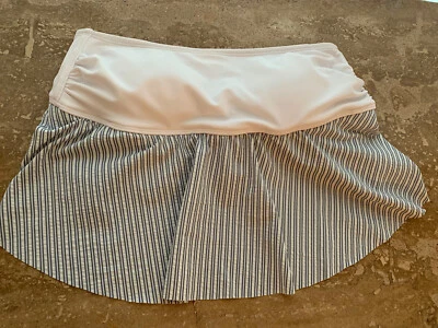 Xhilaration~Strapless Padded Flounce Swim Top Size Med~ White Top/ Striped Lower - Image 1 of 4