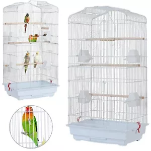 Large Metal Bird Cage White for Small Birds Canary Cockatiel Budgie Parakeet - Picture 1 of 8