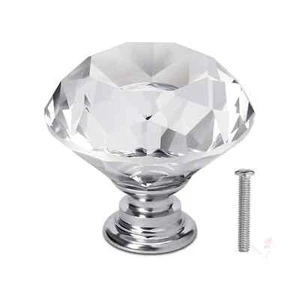 Diamond Crystal Glass Door Knob Drawer Kitchen Cupboard Cabinet Furniture Handle - Picture 1 of 12
