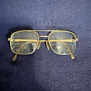 Vintage 70s 80s Mens Aviator Style Eyeglasses Metal Frames Adensco Senator Italy - Picture 1 of 21