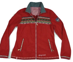 Chaqueta ALMGWAND talla 42 mujer roja lana + poliéster chaqueta polar corta flores - Imagen 1 de 7