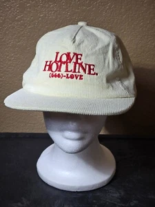 Y2K Memento Vivere Rock Metal Band Love Hotline Tour Hat Corduroy White Ballcap - Picture 1 of 5