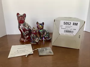 FENTON red carnival collection 2001 - 3 piece CAT SET - limited edition - w/ box - Picture 1 of 20