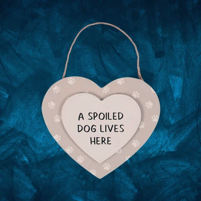 A Spoiled Dog Lives Here Heart Shaped Decorative Sign - Image 1 of 2