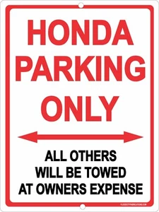 HONDA PARKING ONLY Sign 9"x12" METAL Car Truck Signs - Picture 1 of 3
