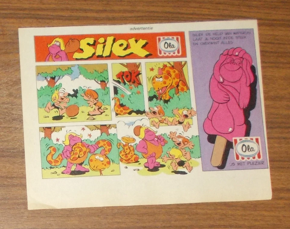 Seltene Werbung Langnese Ola SILEX Eis Steinzeit Comic #3 1980 - Bild 1 von 1