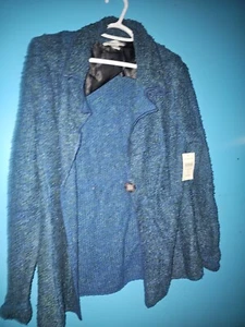 Coldwater Creek beaujolais sweater jacket blue green size XL/16 BNWT warm cozy - Picture 1 of 2