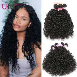 UNice 3 Bundles Brazilian Water Wave Human Hair Extension Curly Virgin Hair Weft - Picture 1 of 12