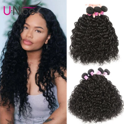 UNice 3 Bundles Brazilian Water Wave Human Hair Extension Curly Virgin Hair Weft - Image 1 of 4