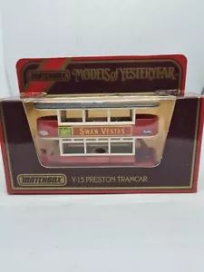 MATCHBOX MODELS OF YESTERYEAR Y-15 PRESTON TRAMCAR SWAN VESTAS Die Cast 1986 New - Picture 1 of 8