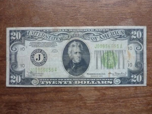 UNITED STATES 1934 20 $ Twenty Dollar Schein - Federal Reserve Note - G to VG - Bild 1 von 2