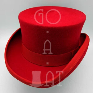 RETRO Wool Felt Men Top Hat Victorian Topper Coachman Tuxedo PARTY | 57cm | Red - Bild 1 von 8