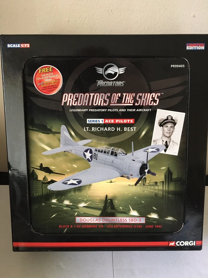 Rare MINT 1:72 Corgi PR99405 Douglas SBD-3 Dauntless USN VB-6 Black B1 June 1945 - Image 1 of 4
