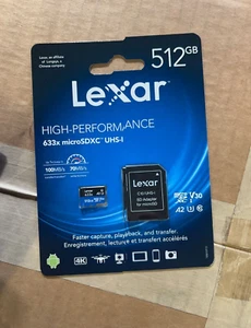 Carte flash microSDXC haute performance Lexar 633x 512 Go modèle LSDMI512BBNL633A - Photo 1 sur 4