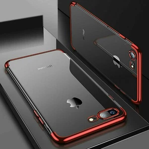 Protector parachoques electrochapado a prueba de golpes para iPhone 7/8 Plus rojo transparente trasero - Imagen 1 de 1