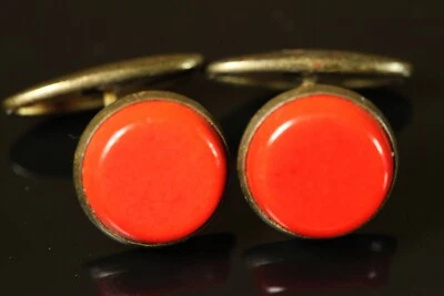 Gemelos ANTIGUOS Vintage URSS Soviéticos Para Hombre Chapados en Oro con Cabujones de Plástico C546 Foto 1 de 4