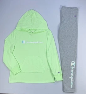 Girl's Youth Champion Hooded Long Sleeve Shirt Leggings 2-Piece Set Outfit - Picture 1 of 2