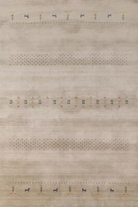 Wool Rug 5x8 ft.Beige Gabbeh Oriental Handmade Dining Room Area Carpet - Picture 1 of 12