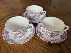 Set 3 tazze e piattini Crown Ducal Bristol Mulberry Old Hall Ware 762055 - Foto 1 di 17