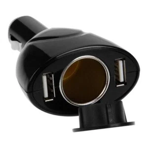 CAR CHARGER DC SOCKET 2-PORT USB POWER ADAPTER VEHICLE PLUG-IN BLACK for PHONES - Picture 1 of 3