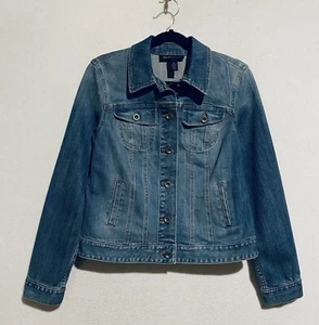 INC International Concepts Jacket Womens Medium Denim Rhinestone Skull Boho - Bild 1 von 6