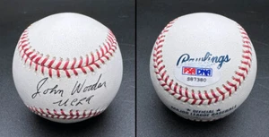 John Wooden SIGNED ROMLB Baseball UCLA Bruins (DEC) Coach PSA/DNA AUTOGRAPHED - Picture 1 of 3