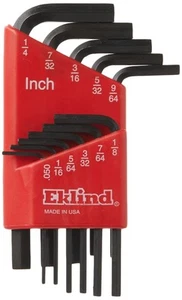 EKLIND 10111 Hex-L Key allen wrench - 11pc set SAE Inch Sizes .050-1/4 Short ... - Picture 1 of 8