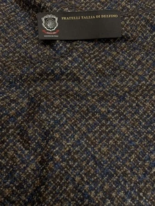Wool Cashmere Silk Tweed Fabric Brown Blue Jacket Boucle Tallia Delfino 2.40 m - Picture 1 of 11