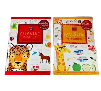 Bendon Workbooks Set of 2 Division and Cursive Writing Grade 3 Homeschool New - Image 1 of 4