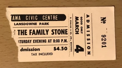 1972 SLY AND THE FAMILY STONE OTTAWA 3/4 CONCERT TICKET STUB EVERYDAY PEOPLE - Image 1 of 3