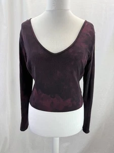 lululemon crop top red + black tie dye long sleeve v neck + scoop back 12 VGC - Picture 1 of 11