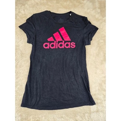 Camiseta Adidas Feminina Preta Rosa Logotipo Go To Tamanho M - Imagem 1 de 4