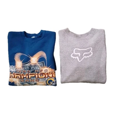 Lote de 2 sudaderas de ropa para niños jóvenes azul gris St Louis Rams Super Bowl Fox Foto 1 de 4